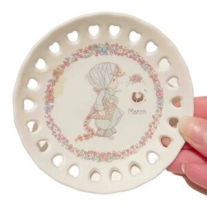 Vintage 1994 Precious Moments Miniature Ceramic Decorative Plate March Flowers
